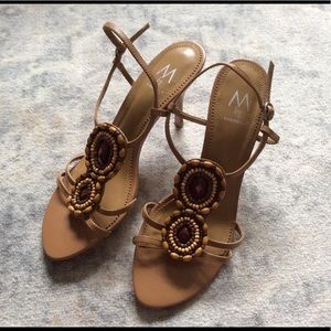 M by Marinelli Friona beaded tan sandal sz 8.5